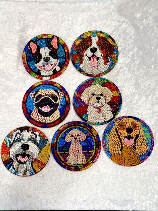 Hand Crafted Other - Custom Mosaic Dog Coasters (Set of 7)